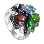 Load image into Gallery viewer, 925 Silver Multi-Gemstone Flower Ring for Women | Gift
