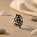 将图像加载到图库查看器中， 925 Silver Multi-Gemstone Cocktail Ring for Women | Statement Jewelry
