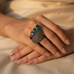Load image into Gallery viewer, Anillo de plata 925 con múltiples piedras preciosas para mujer | Anillo de cóctel
