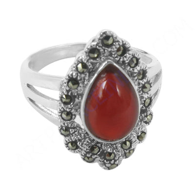 925 silver red carnelian ring for women | gemstone jewelry