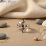 Load image into Gallery viewer, 925 Silver Red Gemstone Ring with Marcasite for Women
