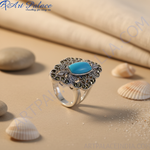 Load image into Gallery viewer, Anillo de plata 925 con turquesa y marcasita para mujer | Joyería de regalo
