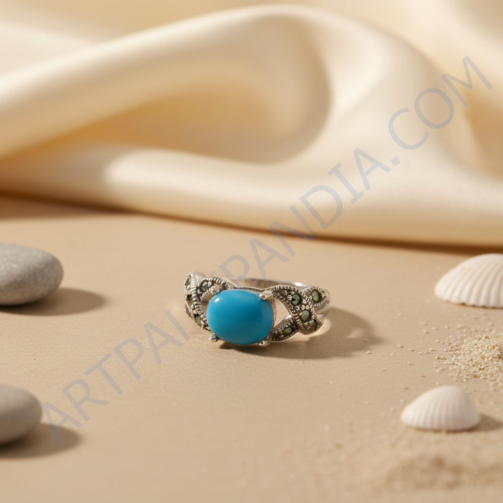 Anillo de plata 925 con turquesa para mujer | Joyas con piedras preciosas