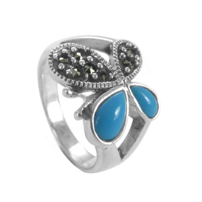 925 silver turquoise butterfly ring for women | gift