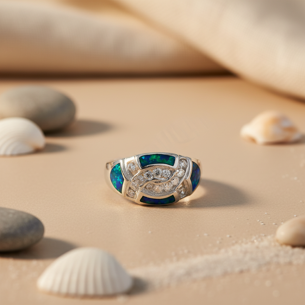 925 Silver Opal Inlay Ring for Women | Gemstone Jewelry
