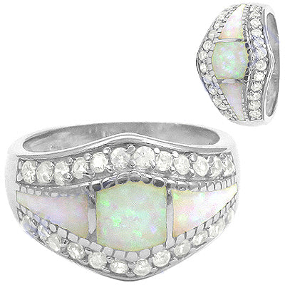 Silver Opal Ring | Mother of Pearl & Cubic Zirconia | Women's Jewelry