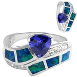 将图像加载到图库查看器中， Silver Tanzanite &amp; Opal Ring for Women | Statement Ring
