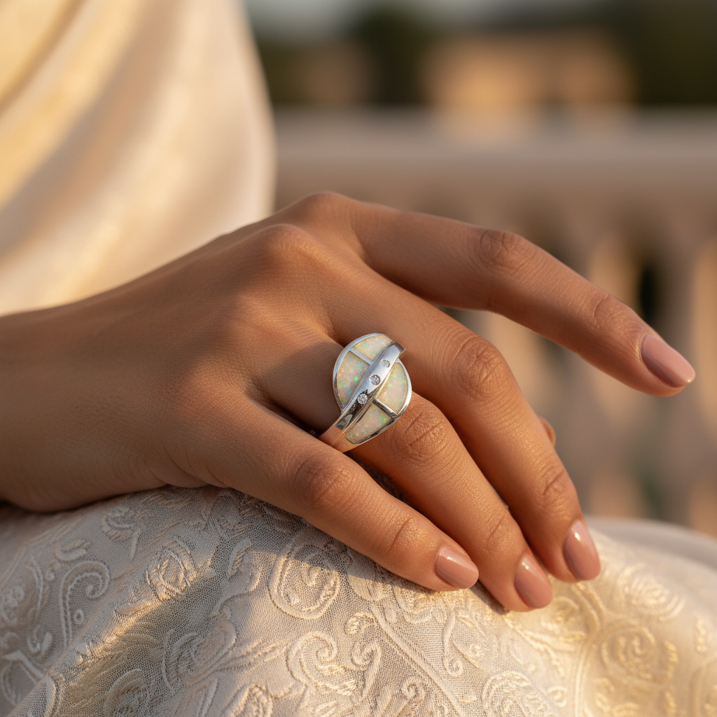 925 Silver Opal Ring for Women | Statement Jewelry