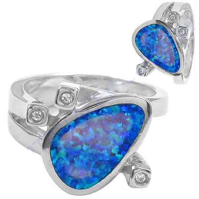 925 Silver Opal Ring for Women | Blue Gemstone Jewelry
