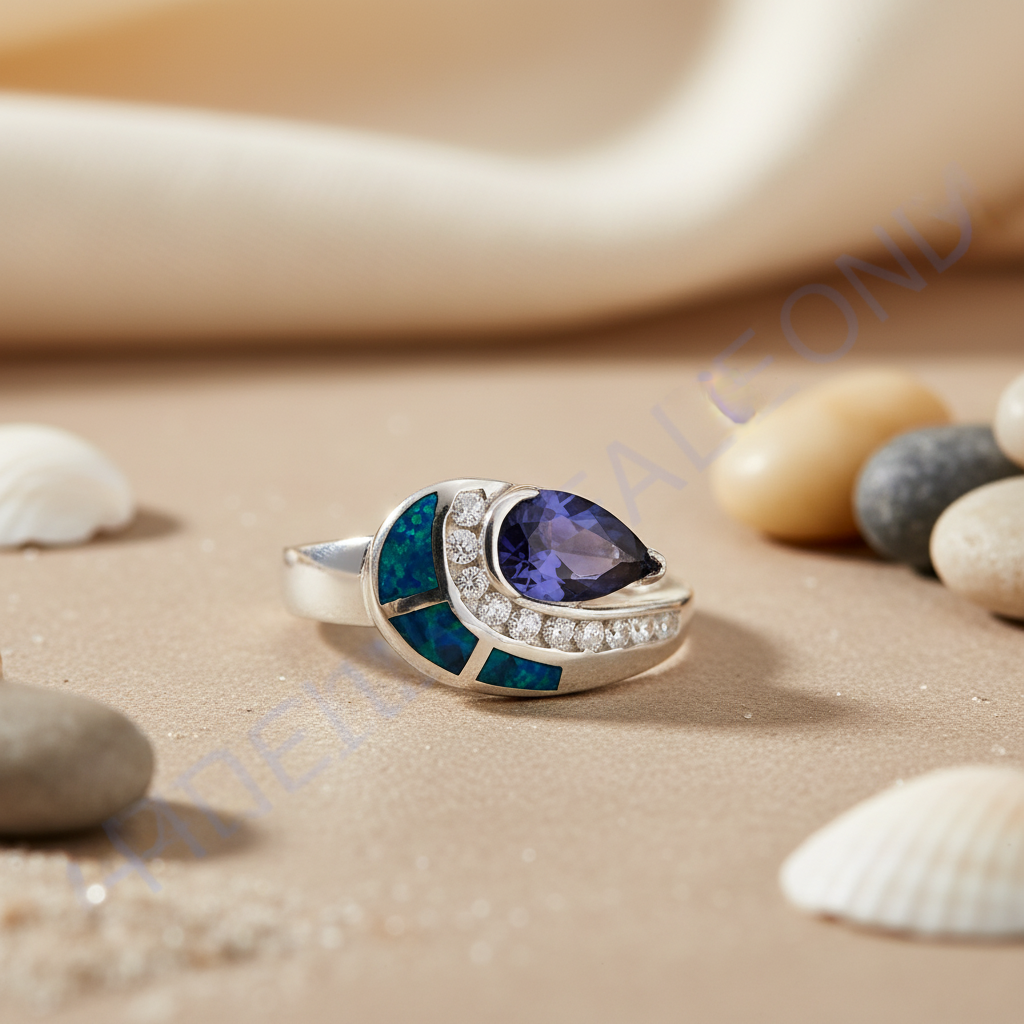 925 Silver Tanzanite & Opal Ring for Women | Gift Jewelry