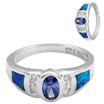 925 Silver Blue Opal & Tanzanite Ring for Women | Gift Jewelry