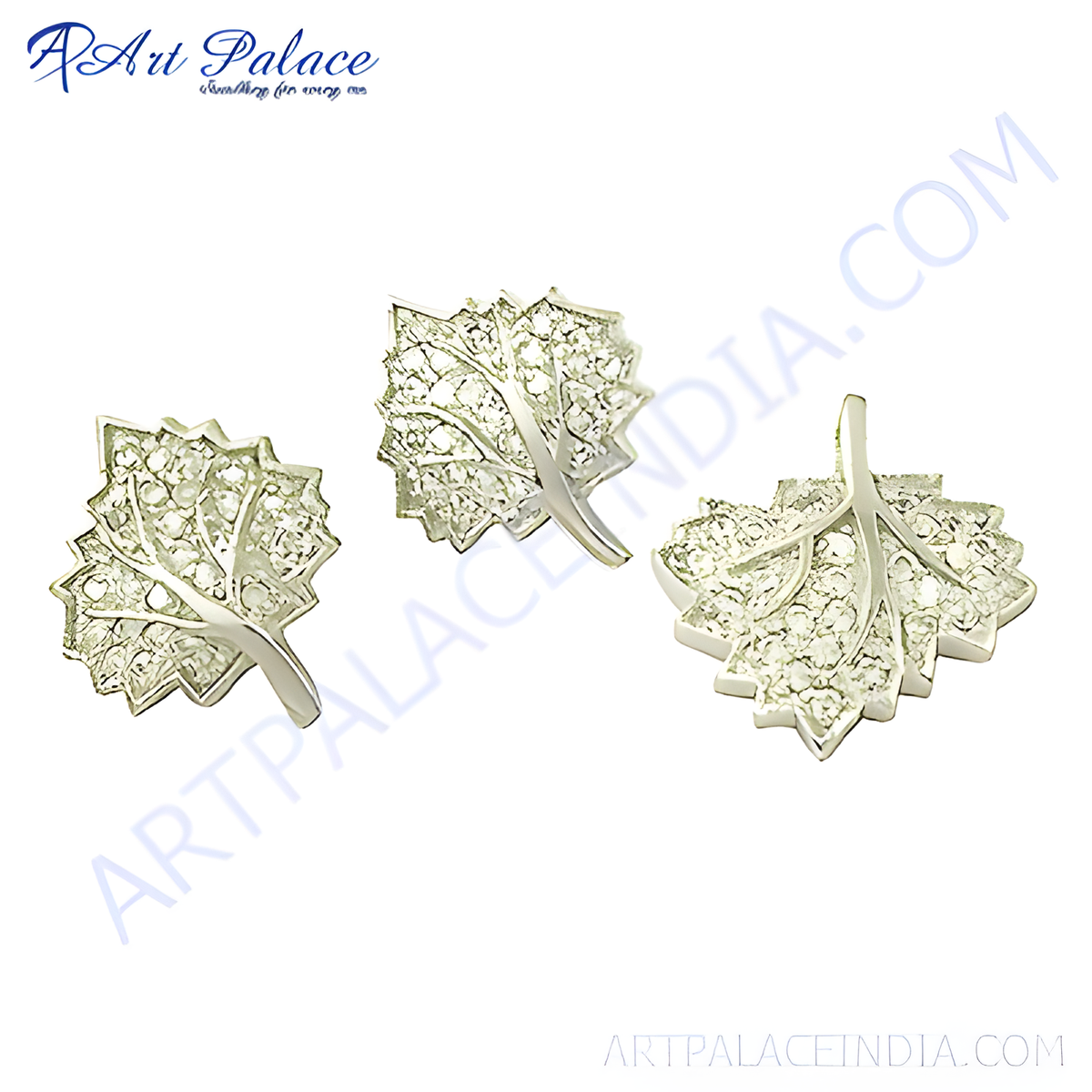 Silver leaf stud earrings with crystal embellishments, elegant design, ideal for women, silver fashion jewelry