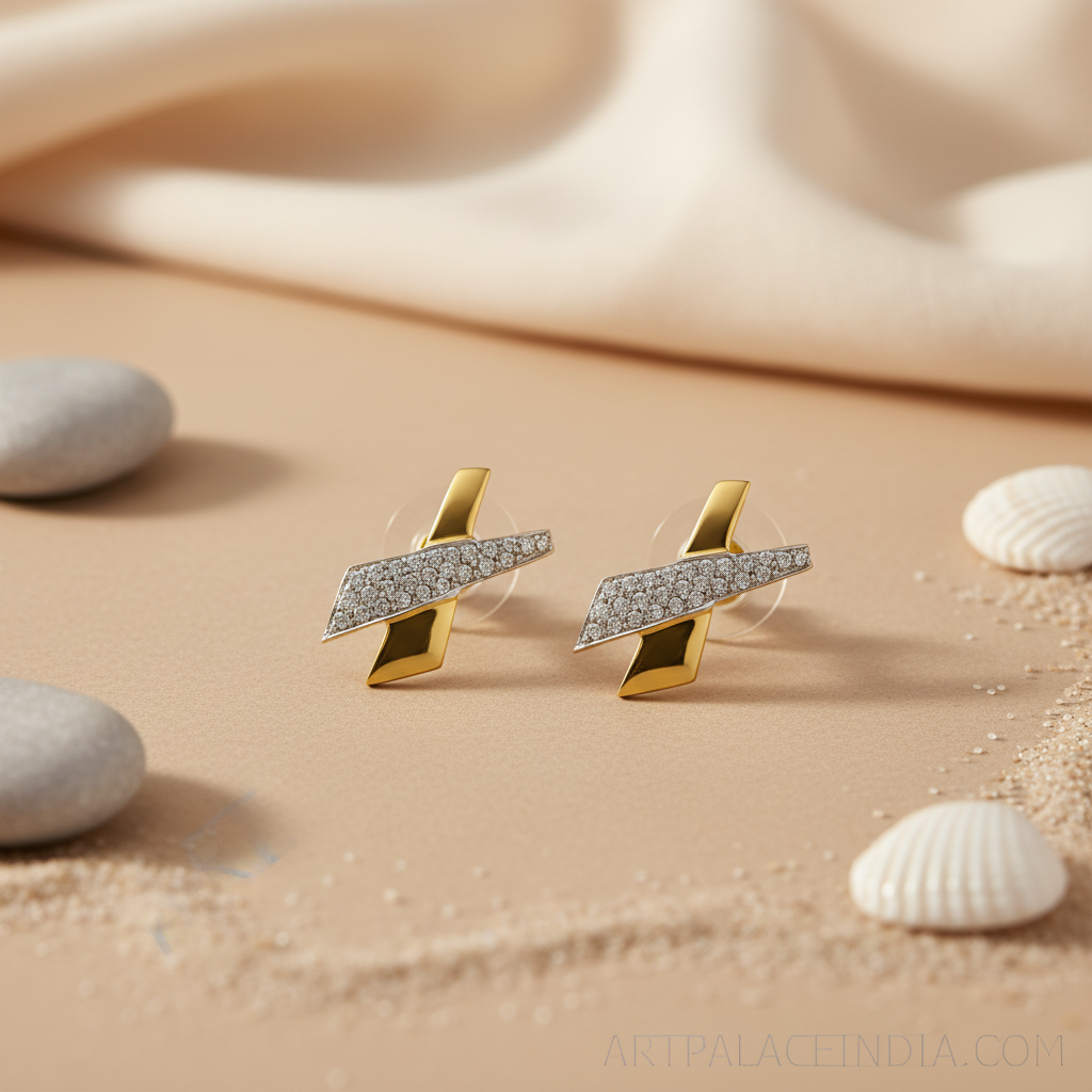 Gold Crystal X Stud Earrings for Women | Fashion Jewelry