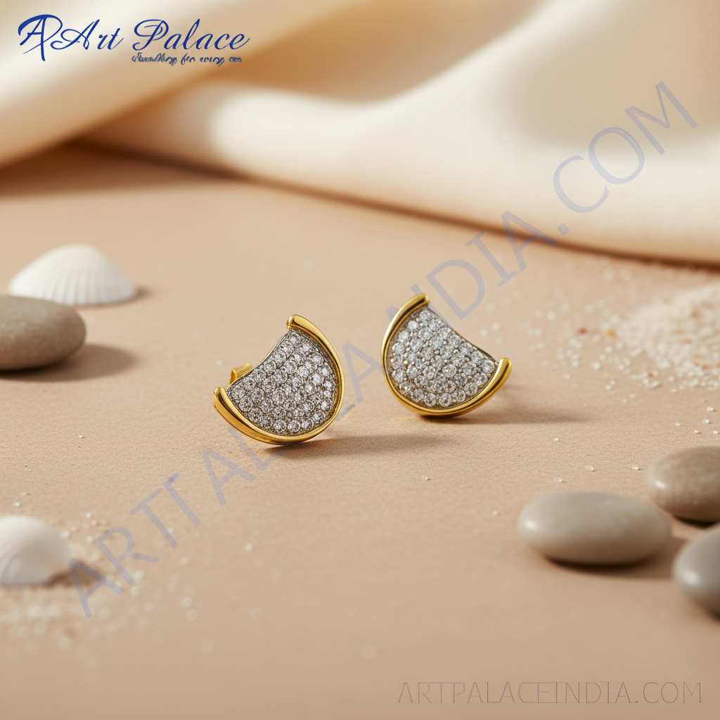 Gold crystal stud earrings | women's fashion jewelry