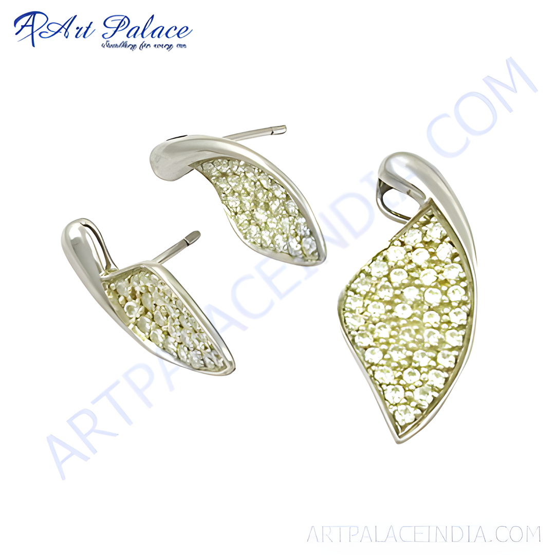 Elegant silver stud earrings with sparkling cubic zirconia stones, perfect for women.