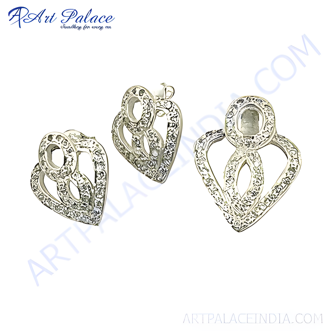 Silver heart stud earrings embellished with sparkling crystals, perfect for women's jewelry gifts.