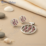 Load image into Gallery viewer, Juego de pendientes y colgante de rubí en plata 925 | Regalo de joyería para mujer
