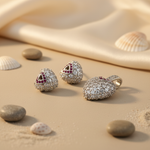 Load image into Gallery viewer, Conjunto de pendientes y colgante de circonita cúbica de plata para mujer
