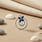 Load image into Gallery viewer, 925 Silver Blue Sapphire Flower Earrings &amp; Pendant Set | Gift
