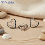 将图像加载到图库查看器中， 女士银色心形耳钉 | 水晶首饰礼品
