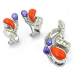 将图像加载到图库查看器中， Silver Coral &amp; Gemstone Earrings Set for Women | Luxury Jewelry
