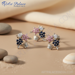 Load image into Gallery viewer, Silver Flower Basket Earrings, Pendant Set | Gemstone Jewelry
