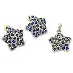 将图像加载到图库查看器中， 925 Silver Sapphire Star Earrings &amp; Pendant Set | Gift for Her
