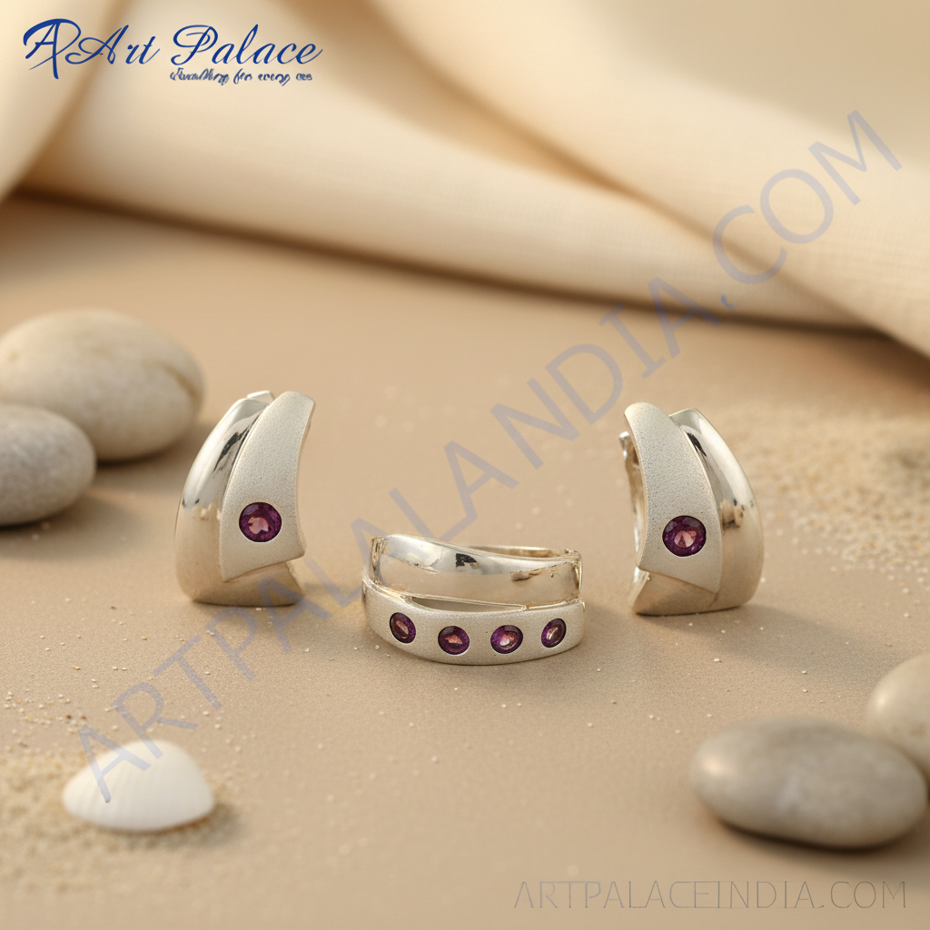 Aros de plata con piedras preciosas rosas | Joyería para mujer