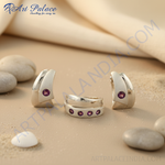 Load image into Gallery viewer, Aros de plata con piedras preciosas rosas | Joyería para mujer
