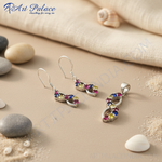 Load image into Gallery viewer, 925 Silver Multi-Gemstone Earrings &amp; Pendant Set | Women&#39;s Jewelry
