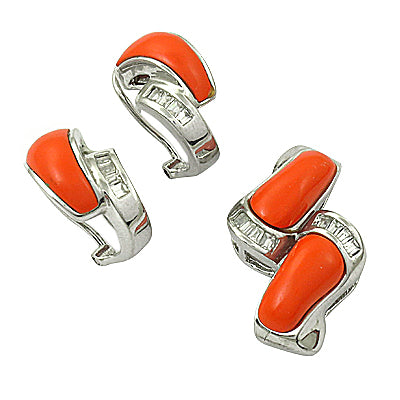 Silver Coral Earrings with Cubic Zirconia | Women's Jewelry Gift