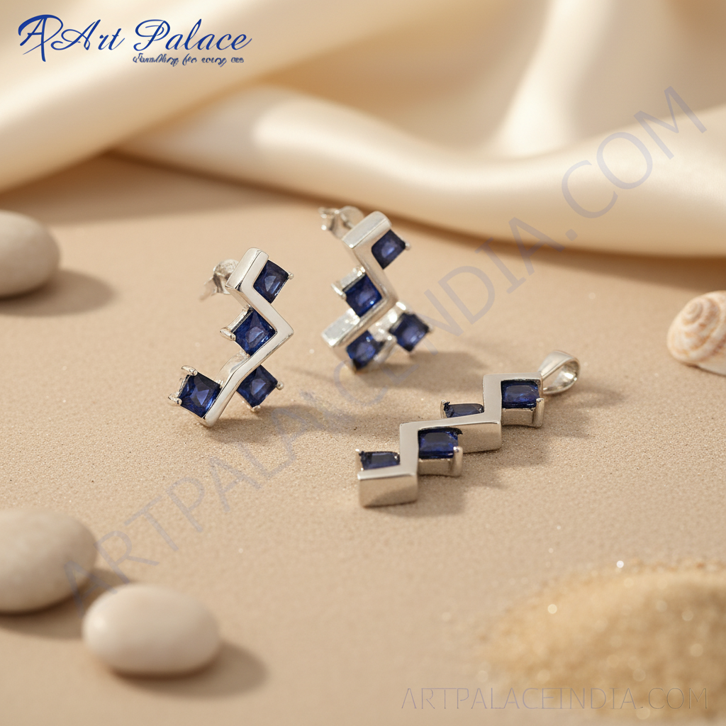 Conjunto de joyas de plata y zafiro para mujer | Regalo para ella