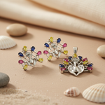 将图像加载到图库查看器中， 925 Silver Multi-Gemstone Peacock Set | Earrings &amp; Pendant
