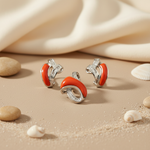 Load image into Gallery viewer, Silver Coral Gemstone Jewelry Set for Women | Gift Jewelry
