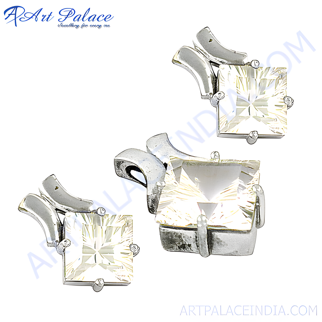 Elegant silver earrings featuring princess cut gemstones, perfect for women's daily wear and special events.