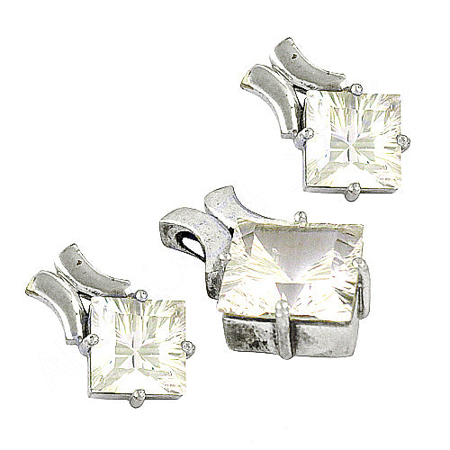 Silver princess cut gemstone earrings for women | daily wear