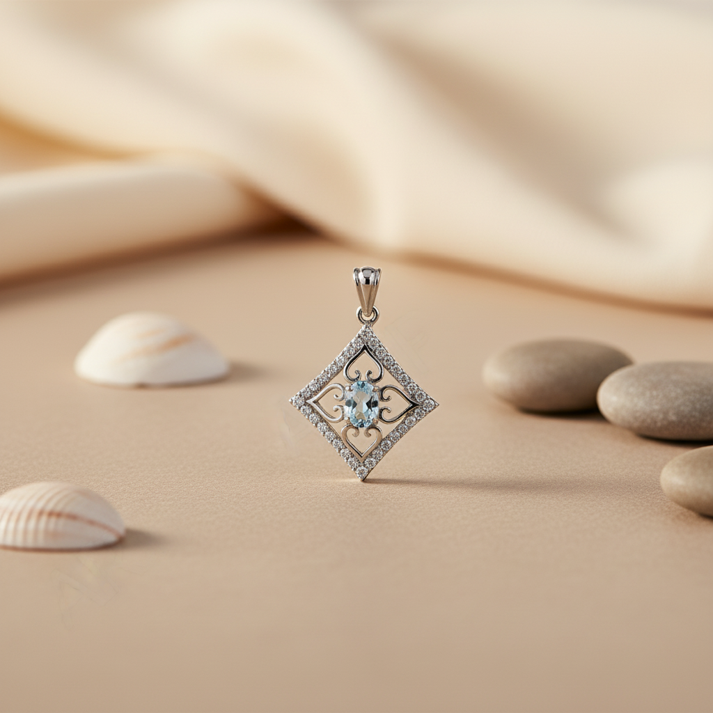 925 Silver Gemstone Pendant Earrings Ring Set for Women