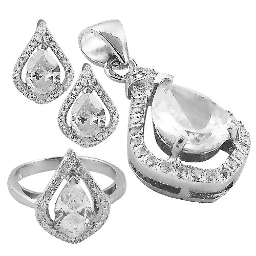 925 Silver Cubic Zirconia Jewelry Set | Women's Gift