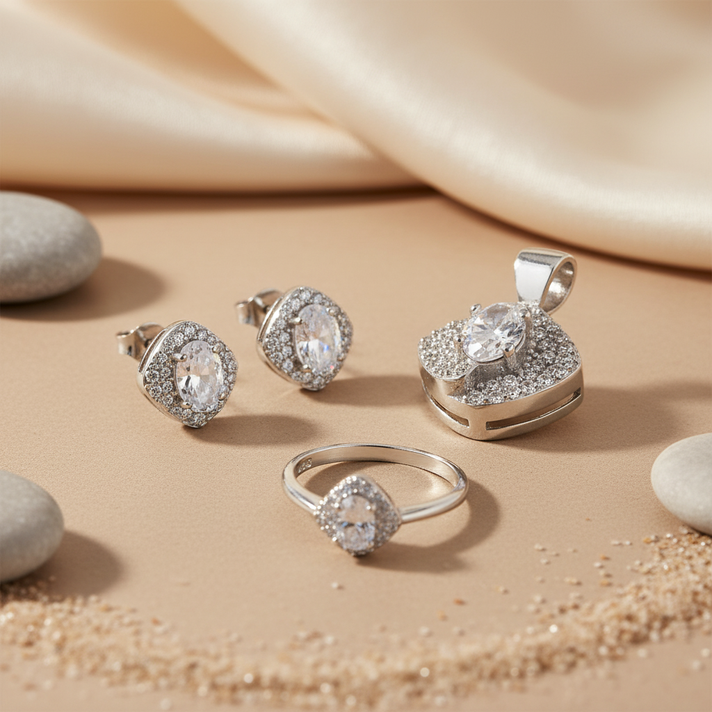 925 Silver Cubic Zirconia Jewelry Set for Women | Gift