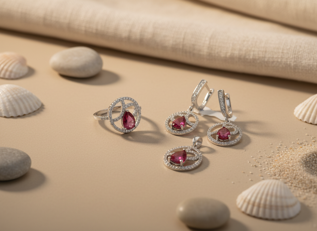 925 Silver Ruby Jewelry Set for Women | Gift Idea
