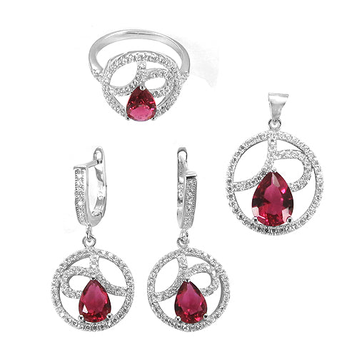 925 Silver Ruby Jewelry Set for Women | Gift Idea