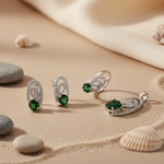 Load image into Gallery viewer, 925 Silver Emerald Ring &amp; Earrings Set for Women | Jewelry Gift
