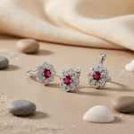 Load image into Gallery viewer, 925 Silver Ruby Flower Jewelry Set | Women's Gift
