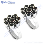 Load image into Gallery viewer, 925 sterling silver toe rings with cluster of black stones, perfect for women
