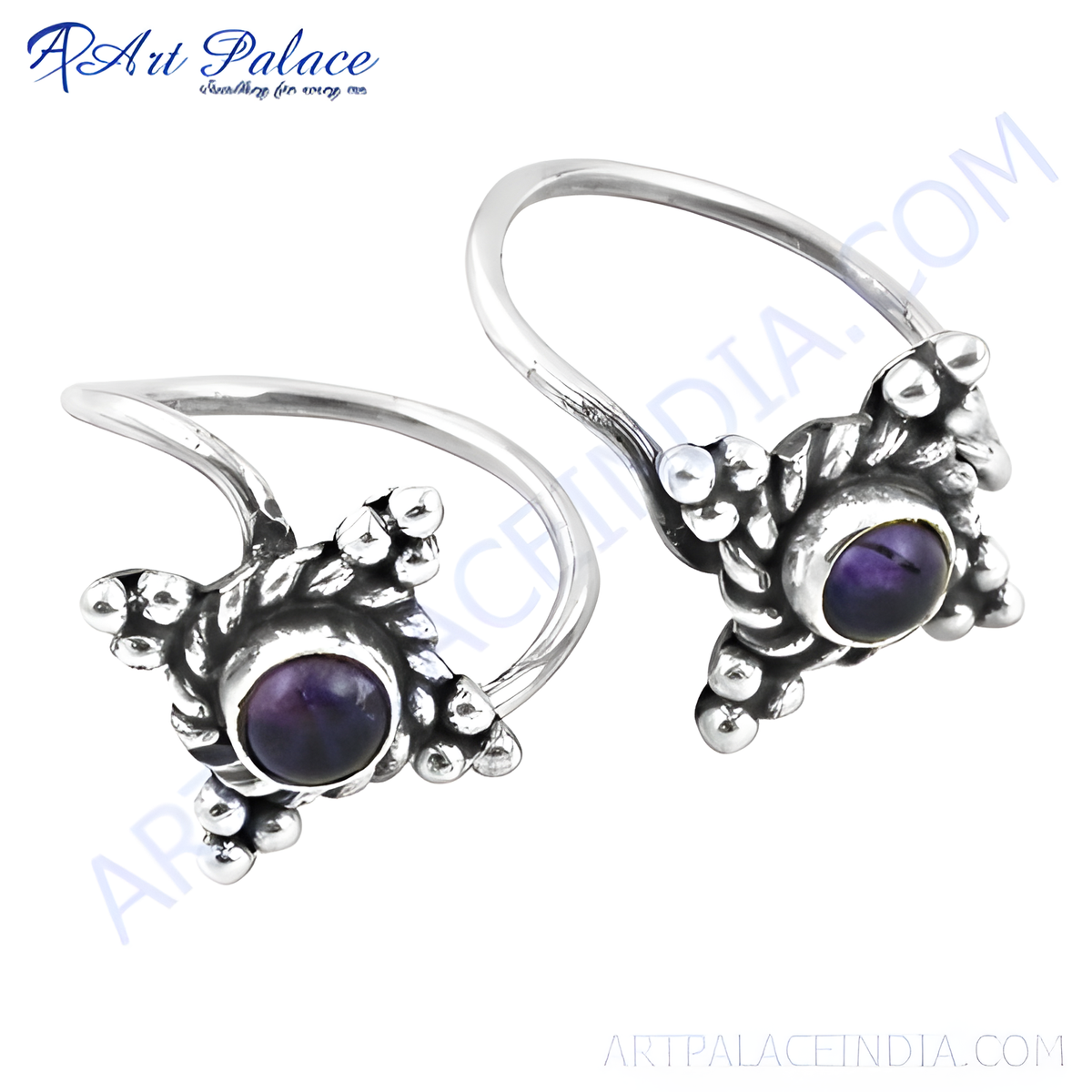 Sterling silver toe rings featuring amethyst gemstones for women's jewelry