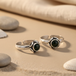 将图像加载到图库查看器中， 925 Sterling Silver Toe Rings with Black Gemstone | Women's Jewelry
