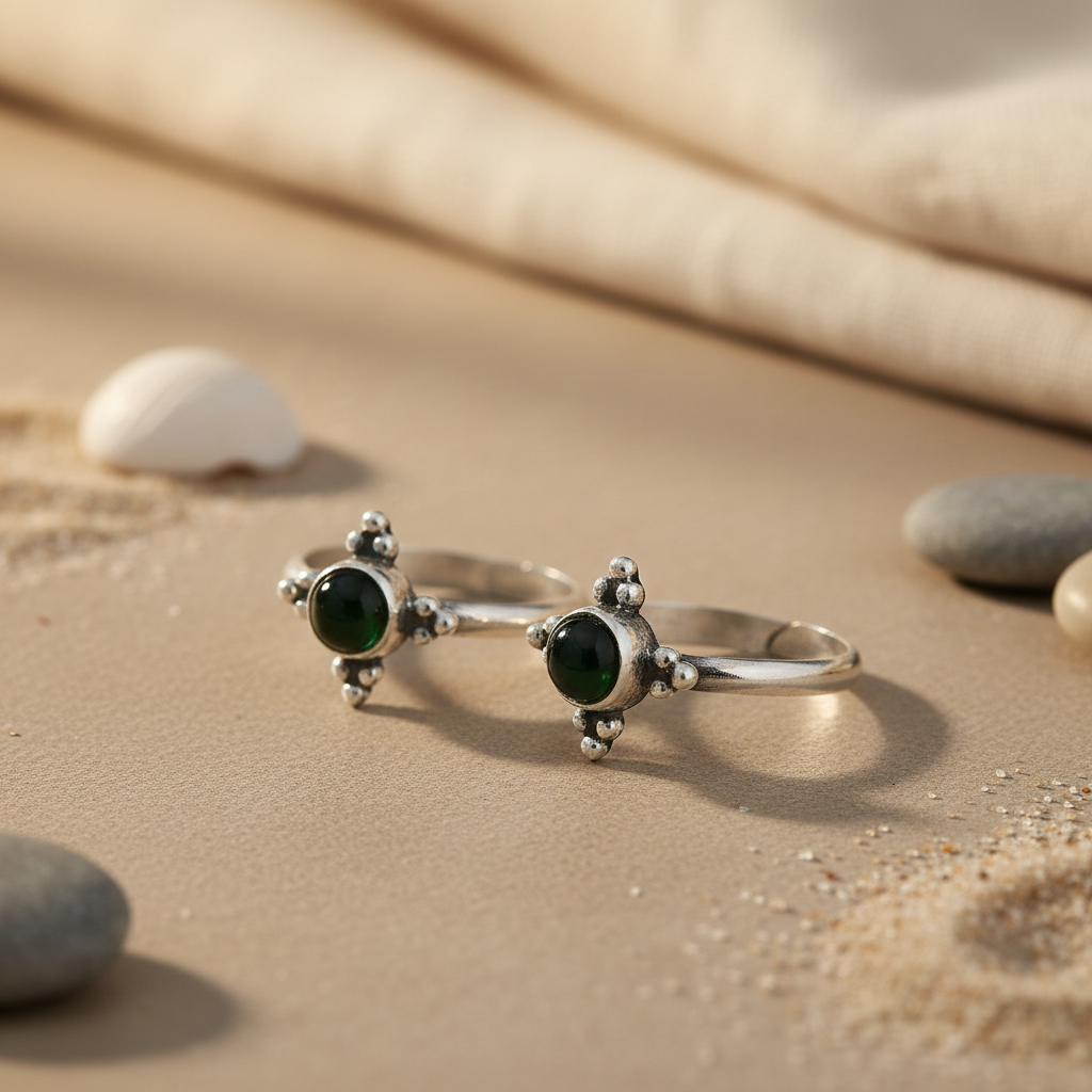 925 Silver Onyx Toe Ring for Women | Minimalist Jewelry