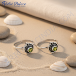 Load image into Gallery viewer, 925 Sterling Silver Toe Rings with Green Stone for Women
