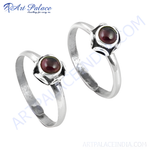 Load image into Gallery viewer, 925 sterling silver toe rings with round red garnet gemstones, adjustable design
