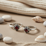 Load image into Gallery viewer, 925 Silver Garnet Toe Rings for Women | Adjustable Jewelry
